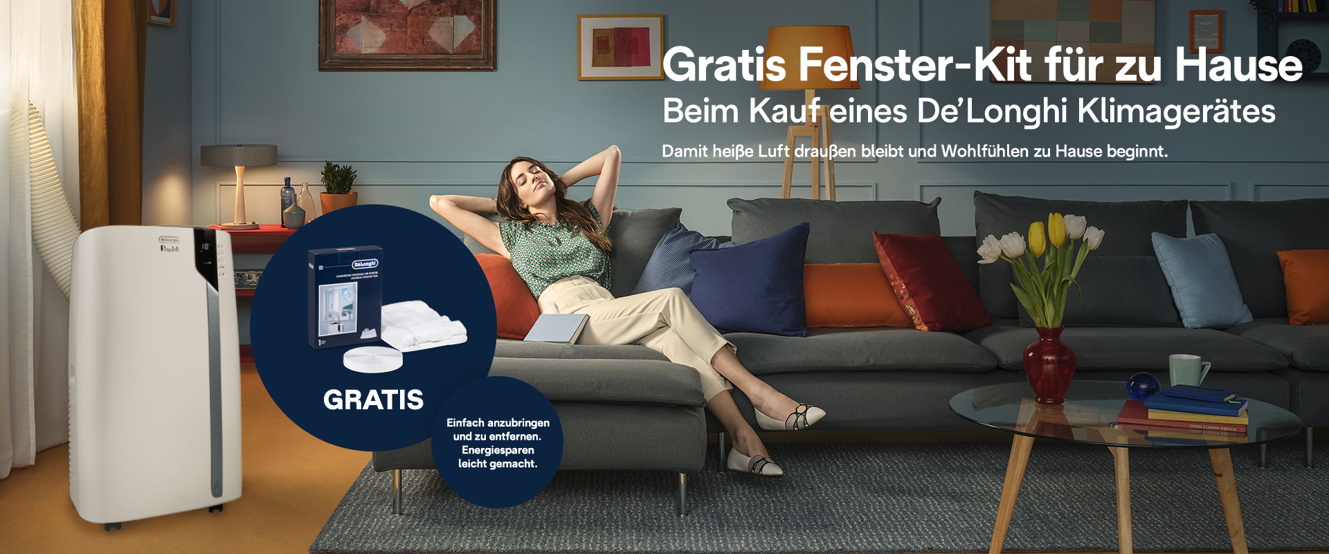 Header der Delonghi Fenster-Kit Aktion